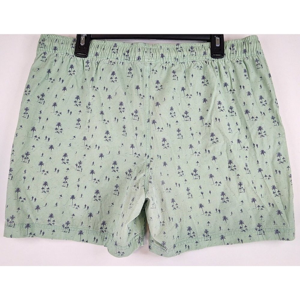 Marine Layer Shorts Mens Large Teal Beach Hawaiian Style Drawstring Swim Trunks - Picture 2 of 13